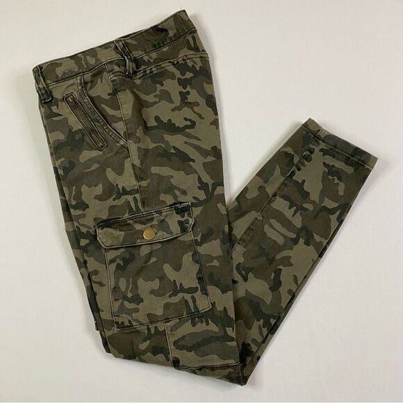 Ashley Mason Skinny Cargo Pants Women's 7 Chino Military Army Camo - Picture 1 of 13